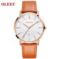 Reloj de pulsera de cuarzo informal de moda OLEVS de marca de lujo para mujer, reloj de pulsera de cuero genuino resistente al agua, reloj femenino